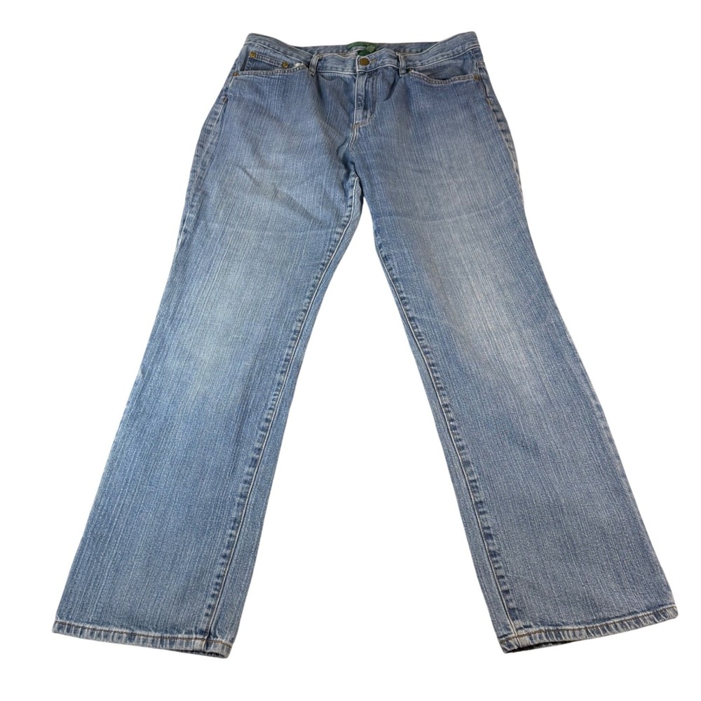 Lauren Jeans Co Ralph Lauren Womens Medium Wash Straight Leg Denim Jeans Size 14